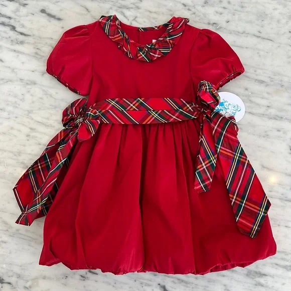 white christmas dresses Luli & Me Girls Timeless Bliss Red Smocked Christmas Dress 8 main image 1